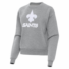 New Orleans Saints Antigua Women's Victory Pullover Sweatshirt Heather Gray | NFL