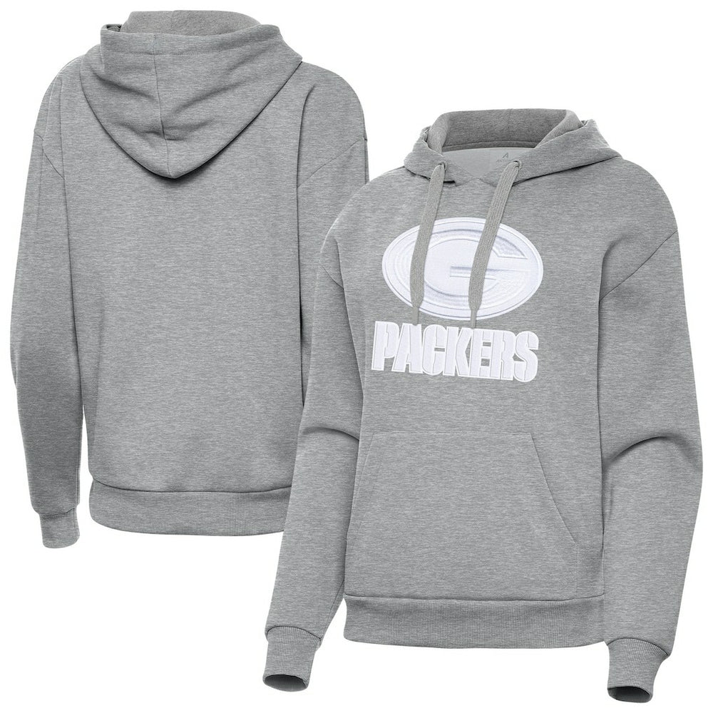 Green Bay Packers Antigua Women's Victory Pullover Hoodie Heather Gray | NFL