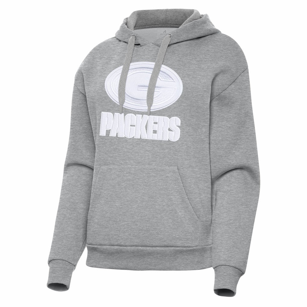 Green Bay Packers Antigua Women's Victory Pullover Hoodie Heather Gray | NFL