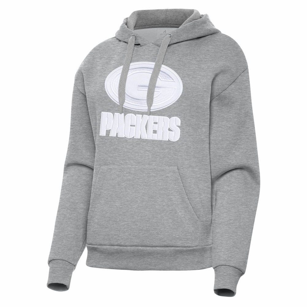 Green Bay Packers Antigua Women's Victory Pullover Hoodie Heather Gray | NFL