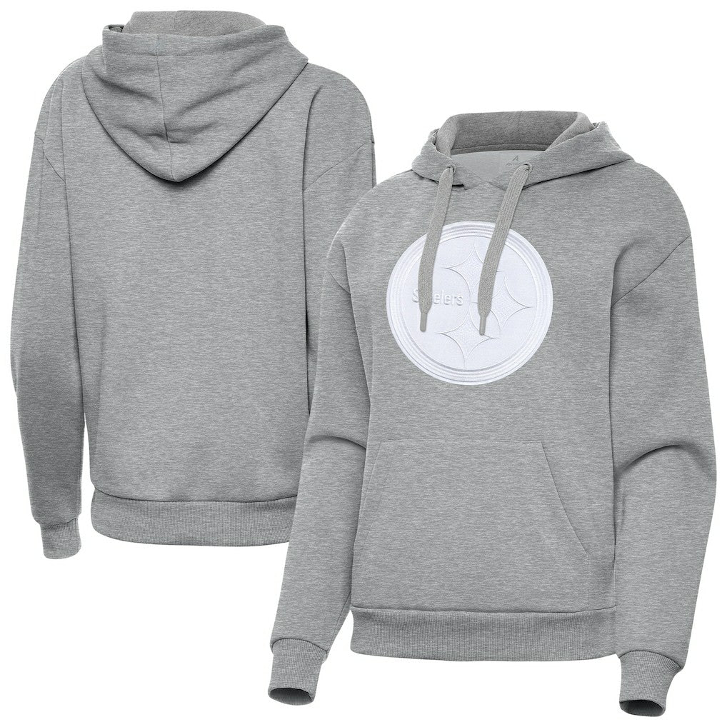Pittsburgh Steelers Antigua Women's Victory Pullover Hoodie Heather Gray | NFL
