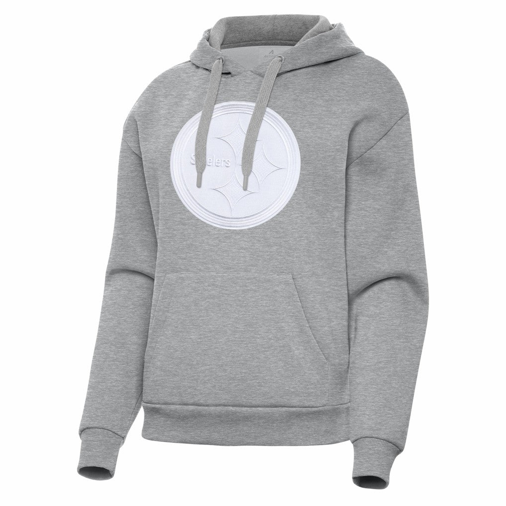 Pittsburgh Steelers Antigua Women's Victory Pullover Hoodie Heather Gray | NFL
