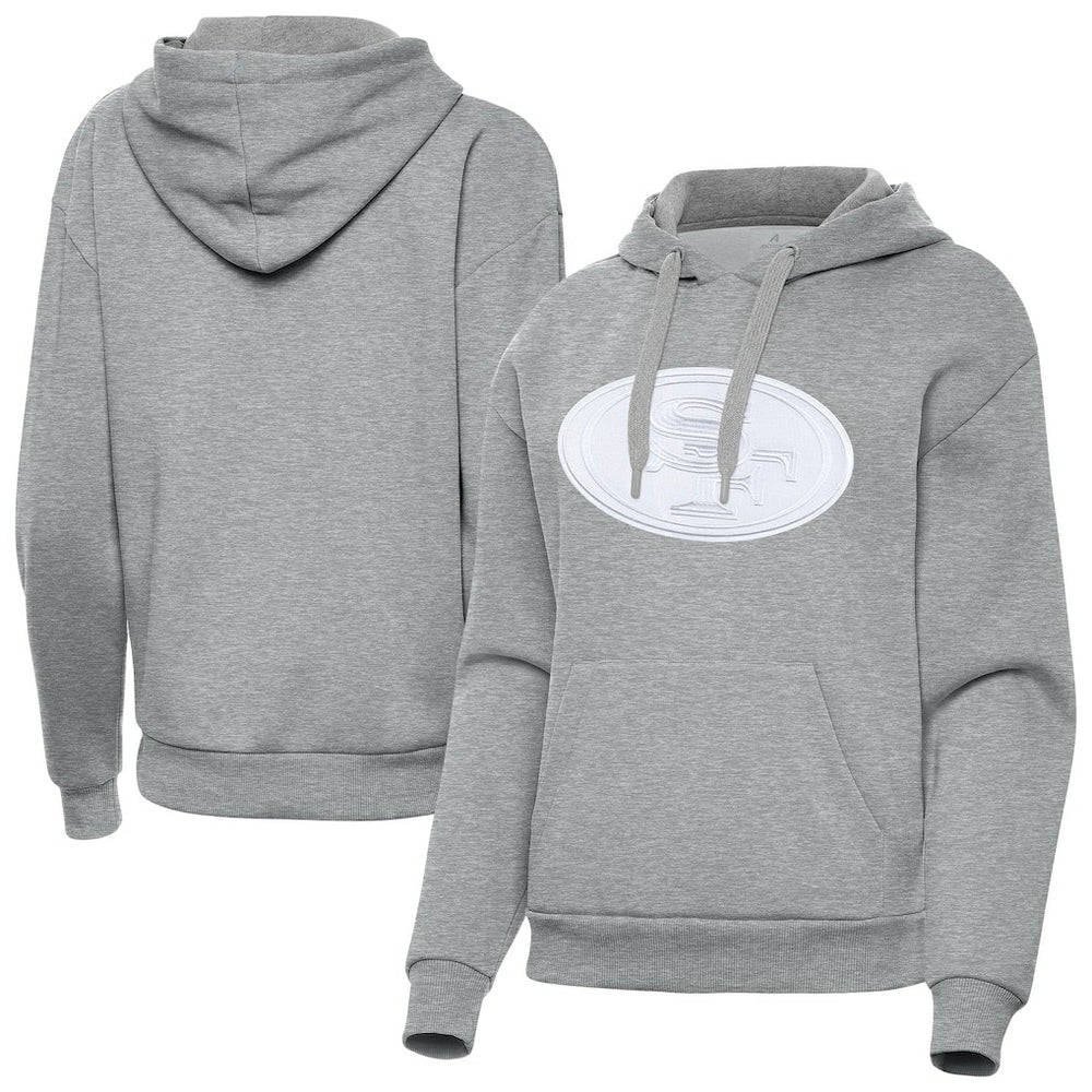 San Francisco 49ers Antigua Women's Victory Pullover Hoodie Heather Gray | NFL