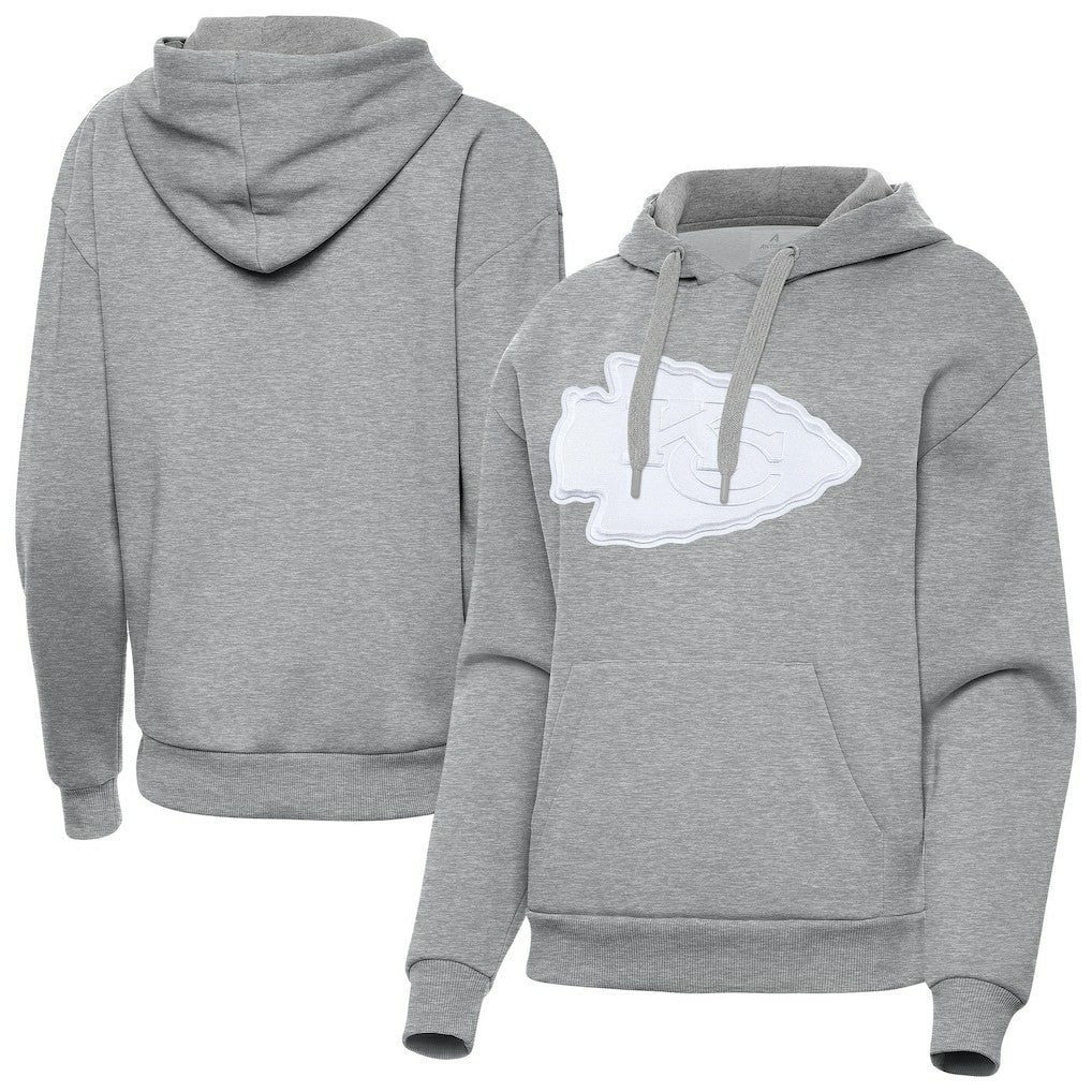 Kansas City Chiefs Antigua Women's Victory Pullover Hoodie Heather Gray | NFL