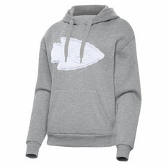 Kansas City Chiefs Antigua Women's Victory Pullover Hoodie Heather Gray | NFL
