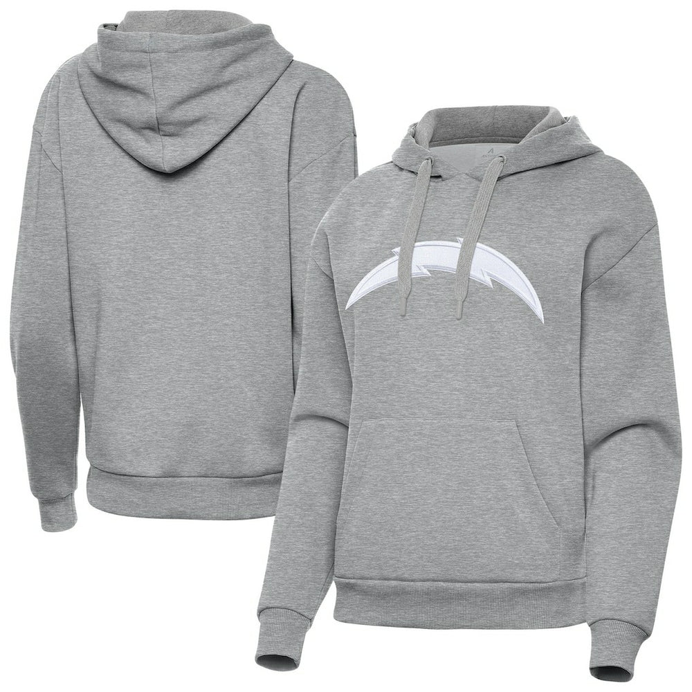 Los Angeles Chargers Antigua Women's Victory Pullover Hoodie Heather Gray | NFL