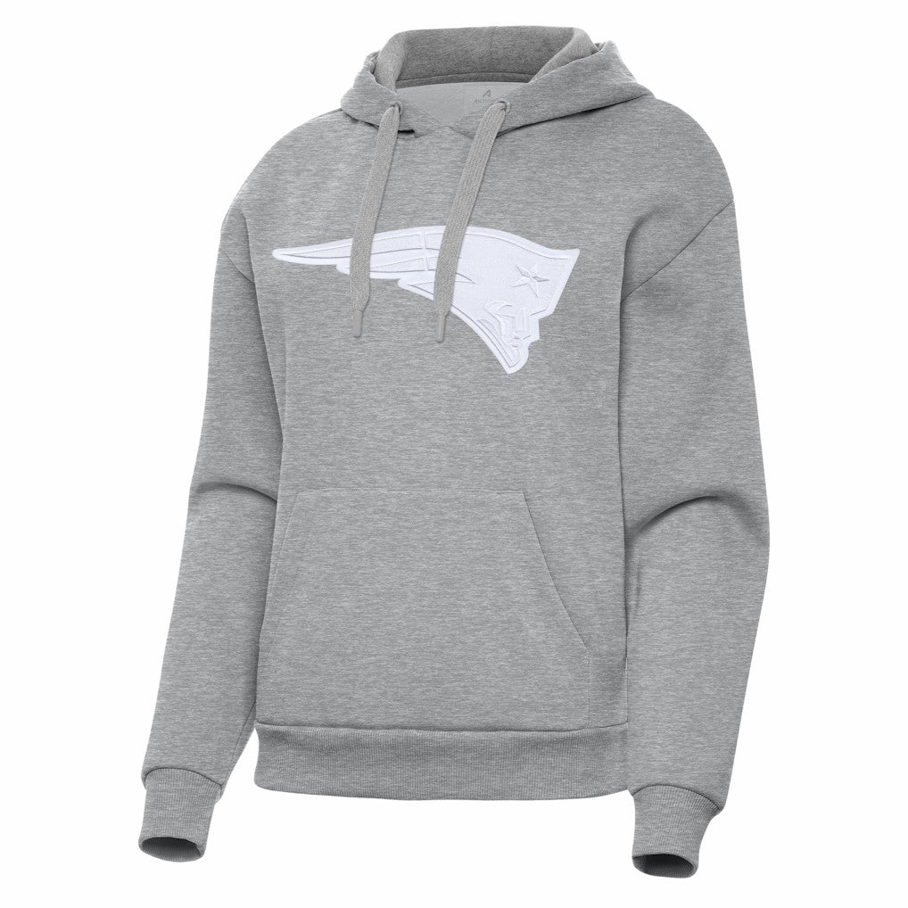New England Patriots Antigua Women's Victory Pullover Hoodie Heather Gray | NFL