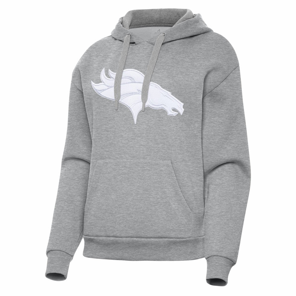 Denver Broncos Antigua Women's Victory Pullover Hoodie Heather Gray | NFL