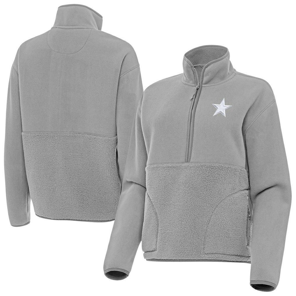 Dallas Cowboys Antigua Women's Figure Half-Zip Sweatshirt Gray | NFL