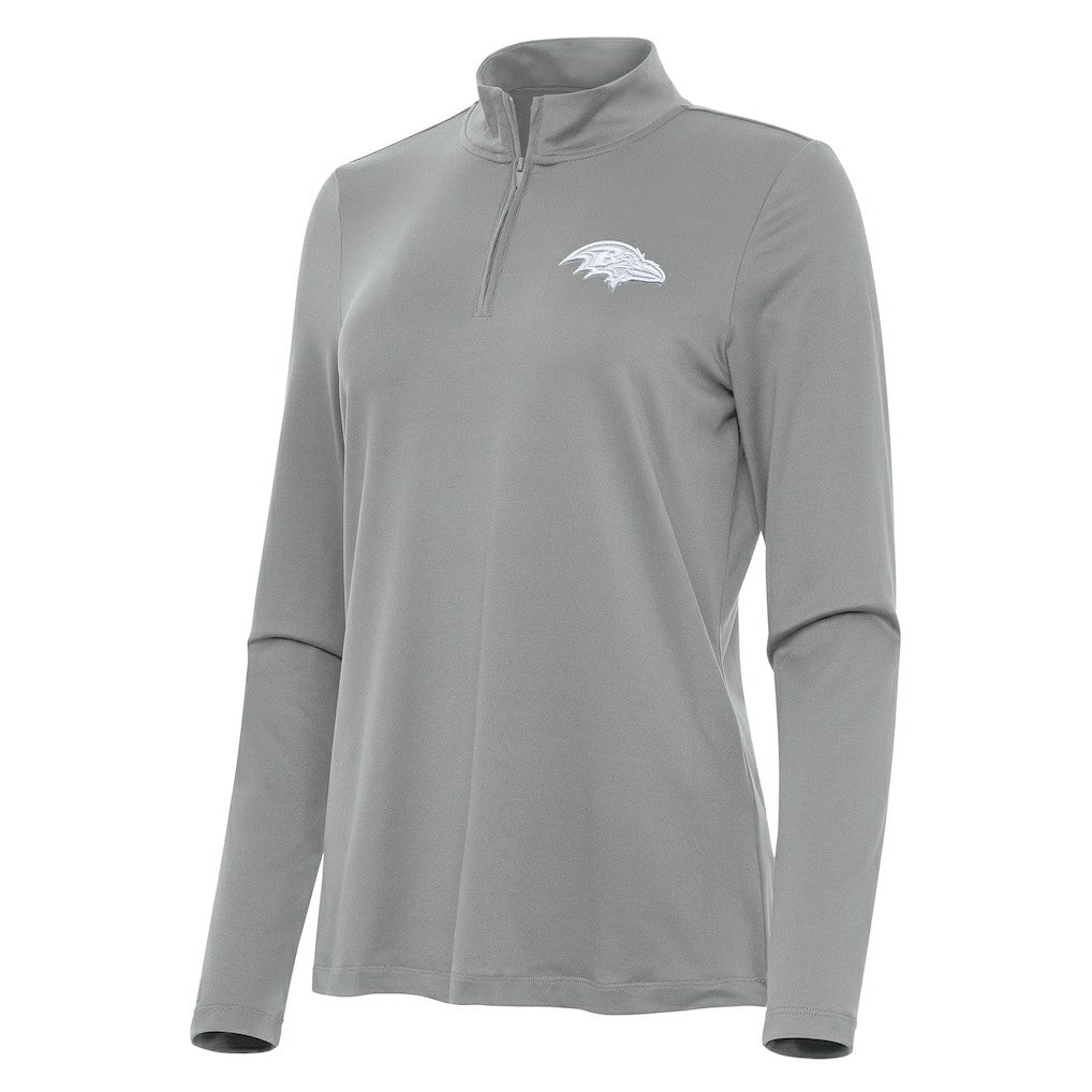 Baltimore Ravens Antigua Women's Reprocess Quarter-Zip Top Gray | NFL