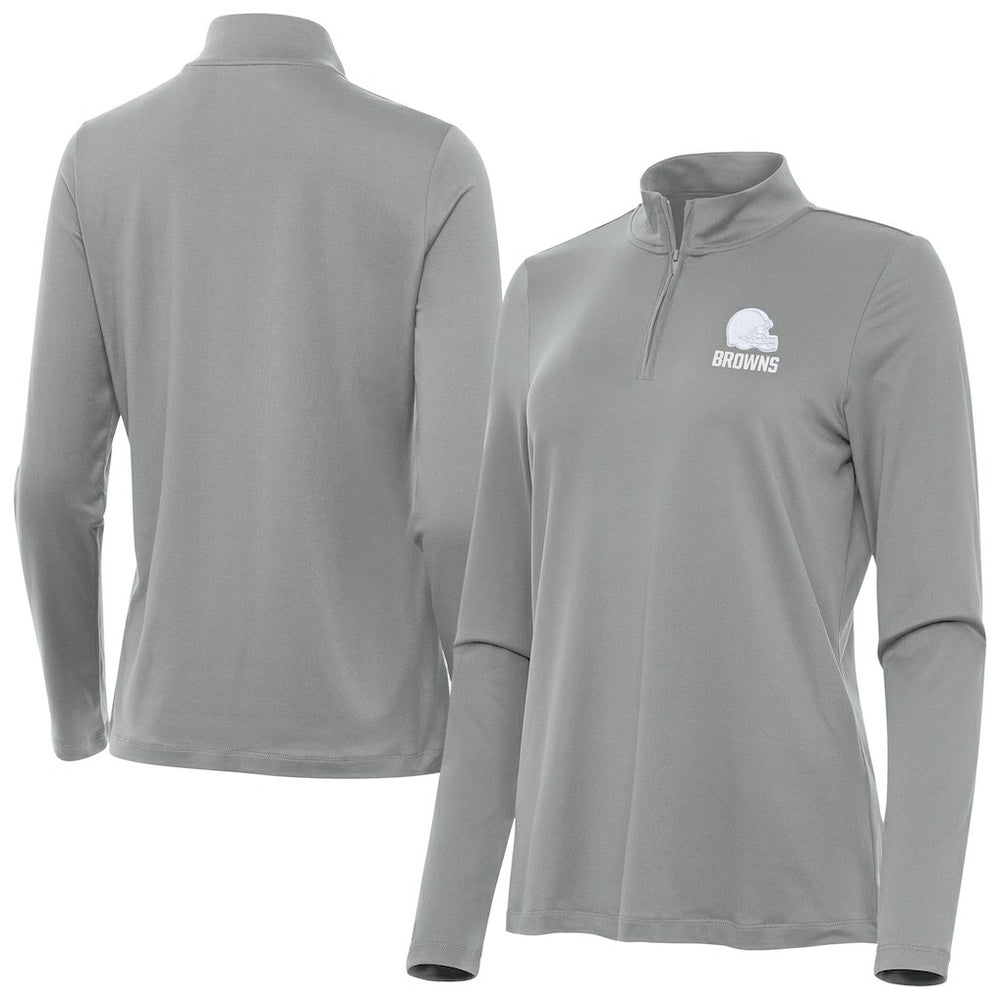 Cleveland Browns Antigua Women's Reprocess Quarter-Zip Top Gray | NFL