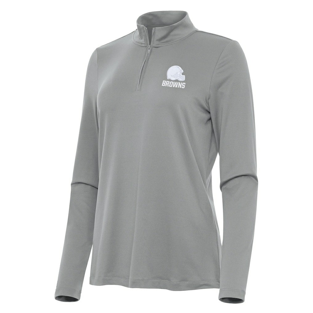 Cleveland Browns Antigua Women's Reprocess Quarter-Zip Top Gray | NFL