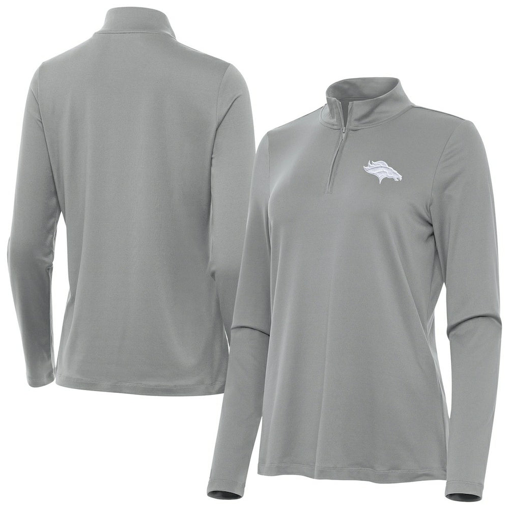 Denver Broncos Antigua Women's Reprocess Quarter-Zip Top Gray | NFL