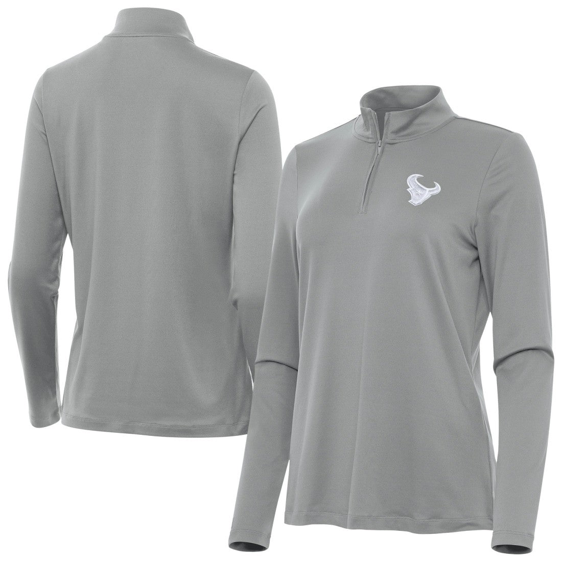Houston Texans Antigua Women's Reprocess Quarter-Zip Top Gray | NFL