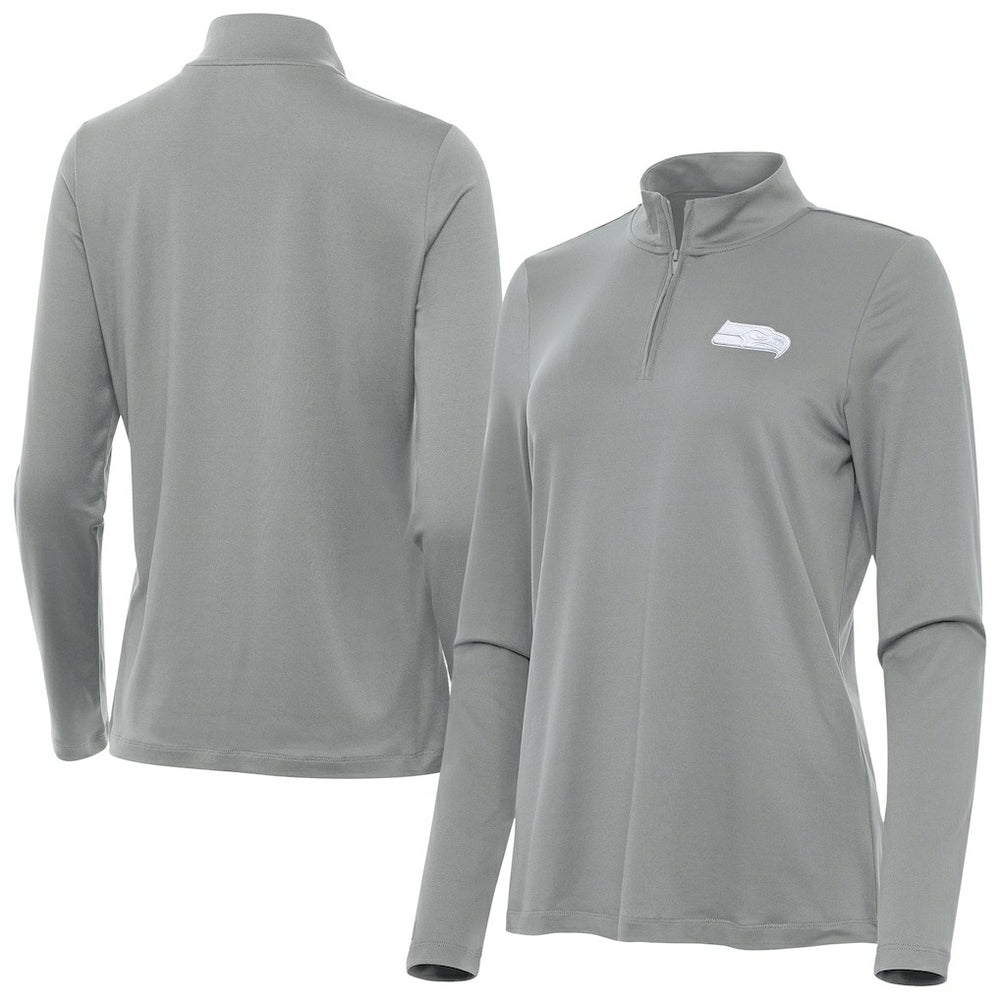 Seattle Seahawks Antigua Women's Reprocess Quarter-Zip Top Gray | NFL