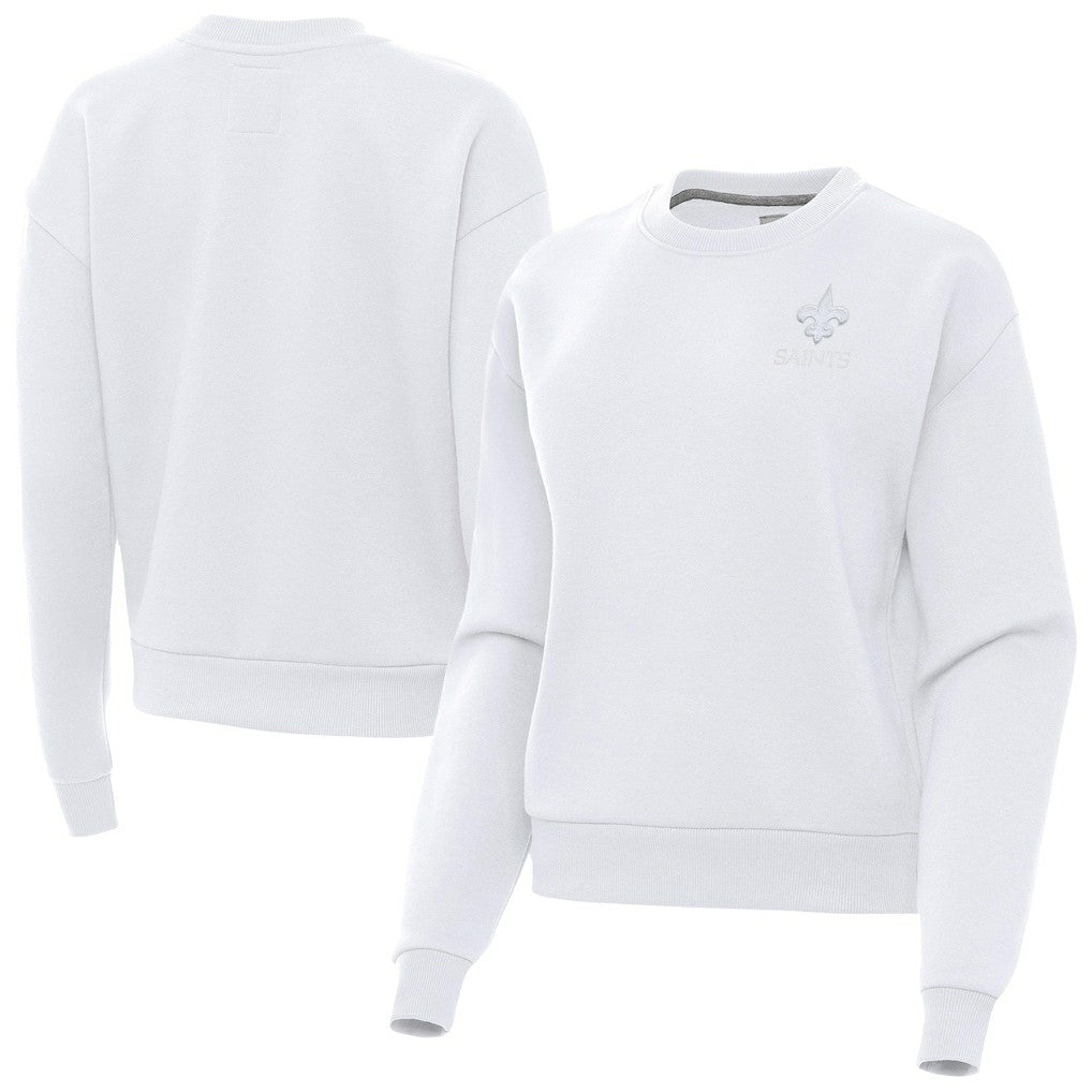 New Orleans Saints Antigua Women's Victory Crew Pullover Sweatshirt White | NFL