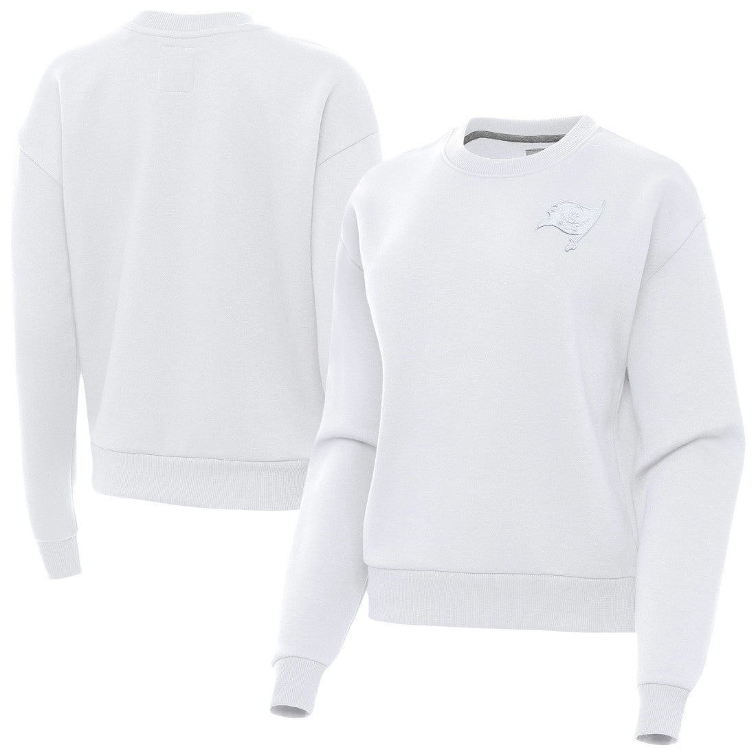 Tampa Bay Buccaneers Antigua Women's Victory Crew Pullover Sweatshirt White | NFL