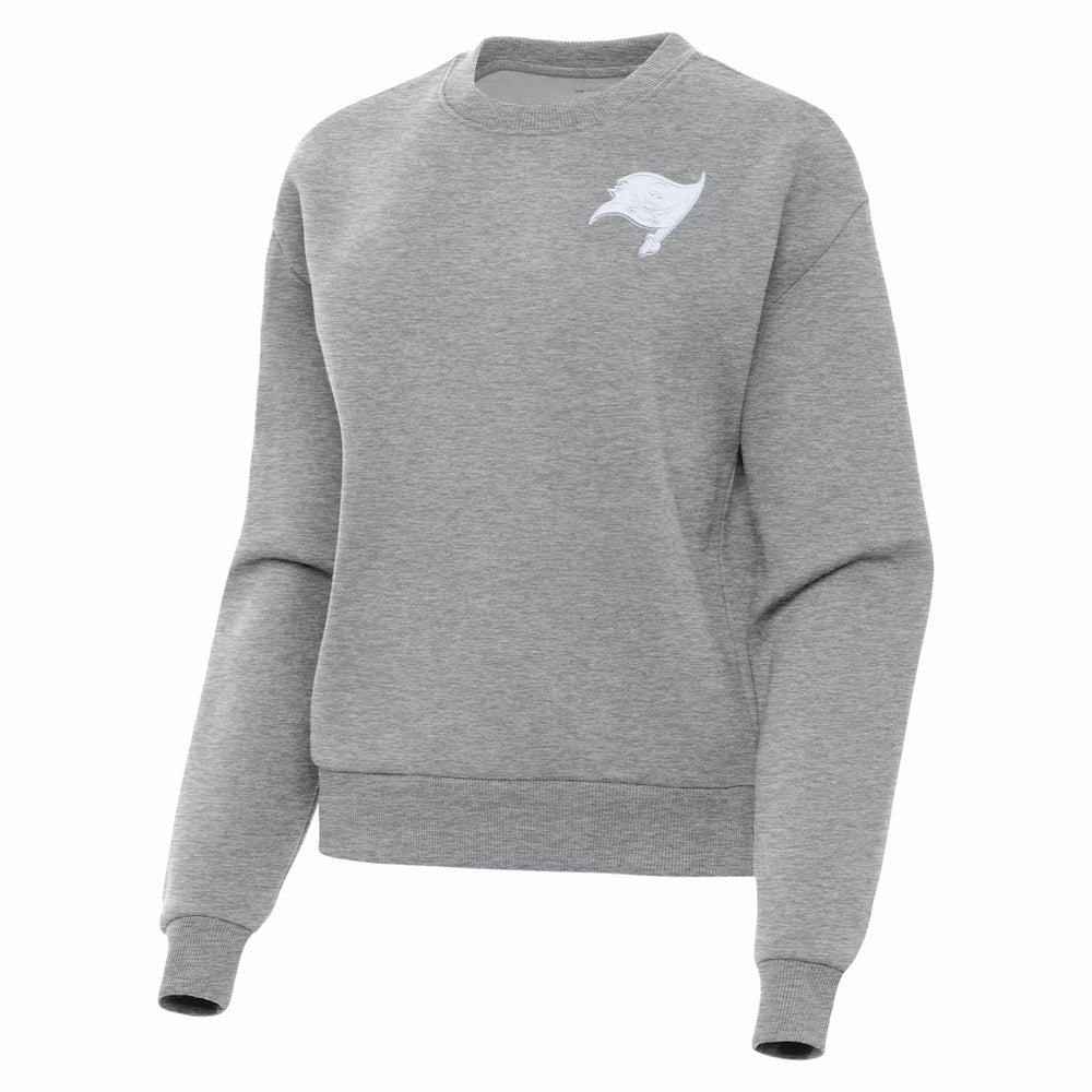 Tampa Bay Buccaneers Antigua Women's Victory Crew Pullover Sweatshirt Heather Gray | NFL