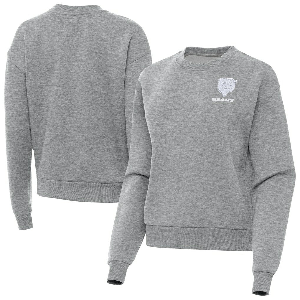 Chicago Bears Antigua Women's Victory Crew Pullover Sweatshirt Heather Gray | NFL