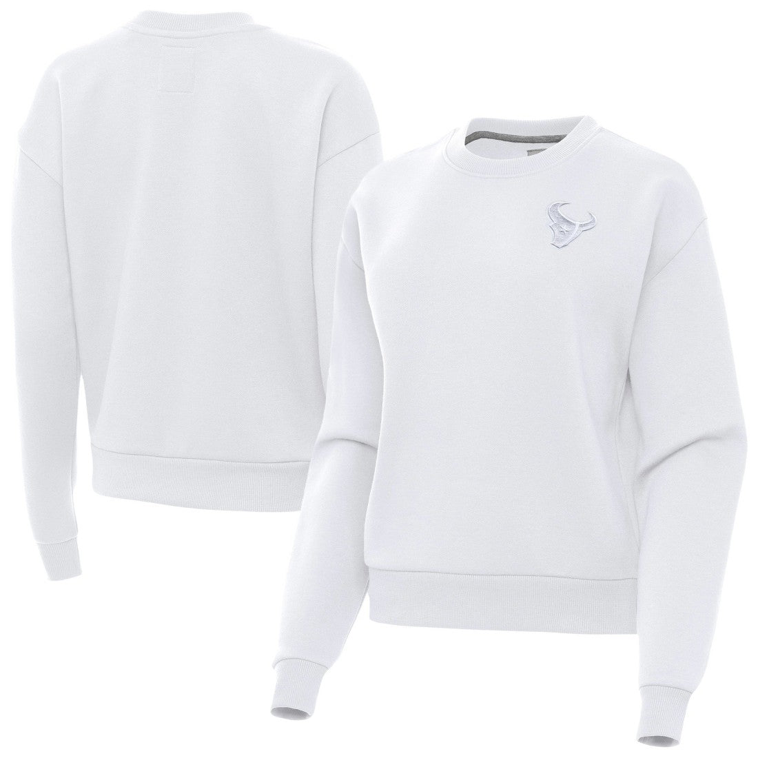 Houston Texans Antigua Women's Victory Crew Pullover Sweatshirt White | NFL