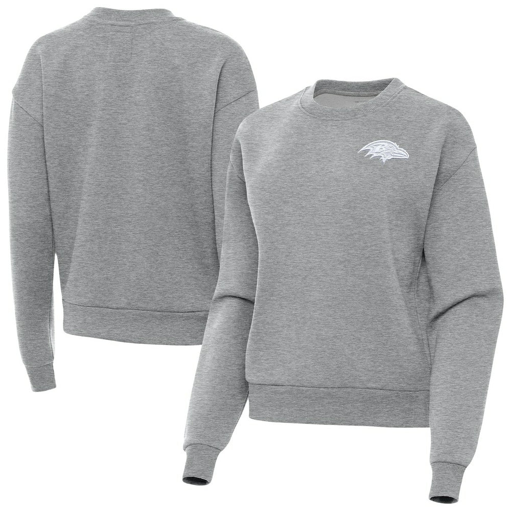 Baltimore Ravens Antigua Women's Victory Crew Pullover Sweatshirt Heather Gray | NFL