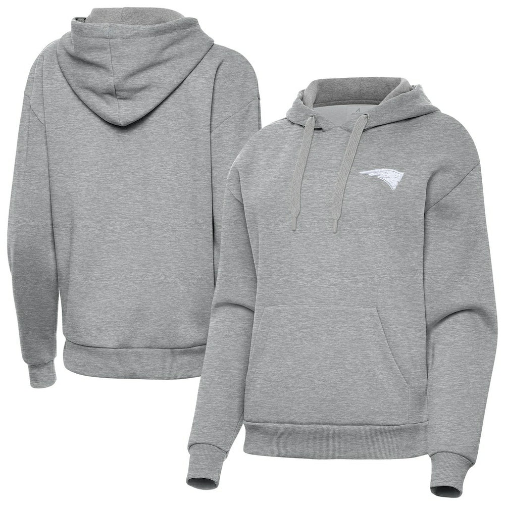 New England Patriots Antigua Women's Victory Pullover Hoodie Heather Gray | NFL