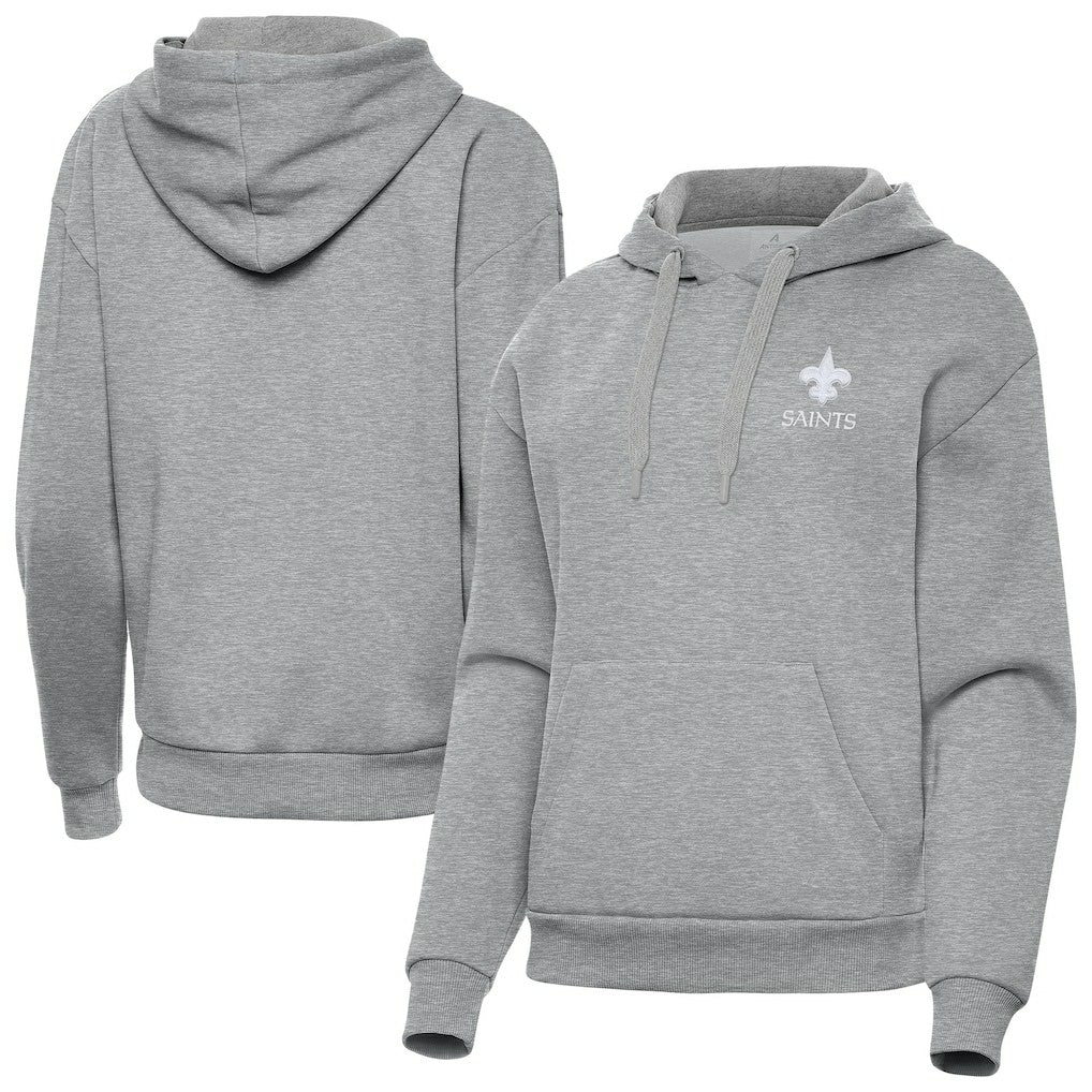 New Orleans Saints Antigua Women's Victory Pullover Hoodie Heather Gray | NFL