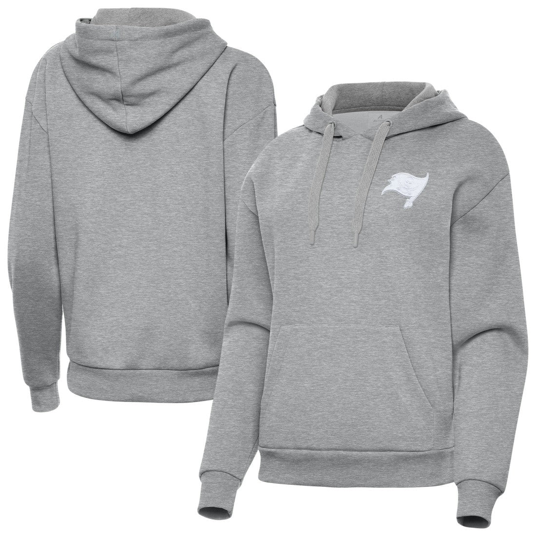 Tampa Bay Buccaneers Antigua Women's Victory Pullover Hoodie Heather Gray | NFL