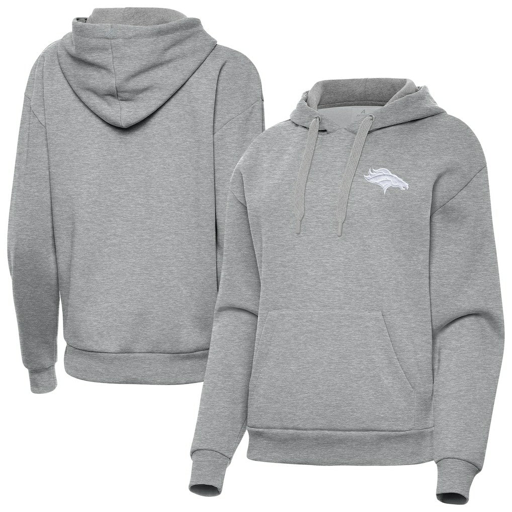 Denver Broncos Antigua Women's Victory Pullover Hoodie Heather Gray | NFL