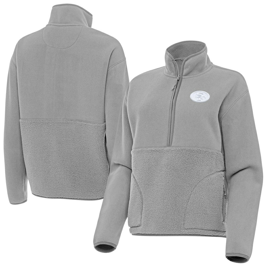San Francisco 49ers Antigua Women's Figure Half-Zip Sweatshirt Gray | NFL
