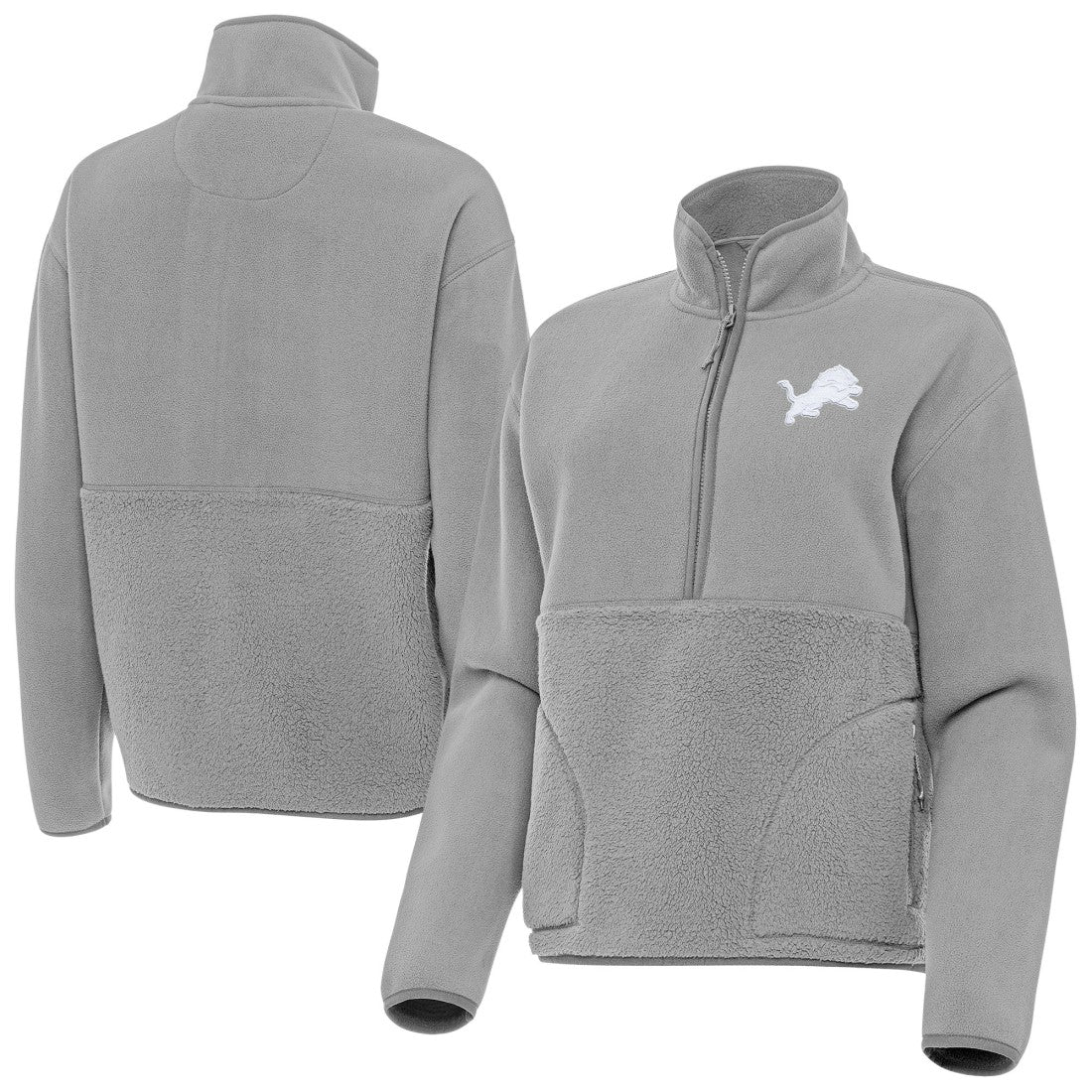 Detroit Lions Antigua Women's Figure Half-Zip Sweatshirt Gray | NFL