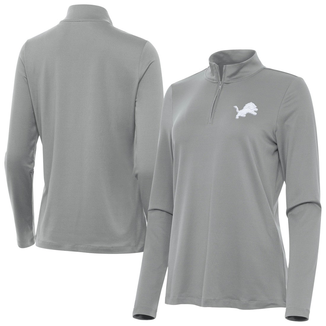 Detroit Lions Antigua Women's Reprocess Quarter-Zip Top Gray | NFL