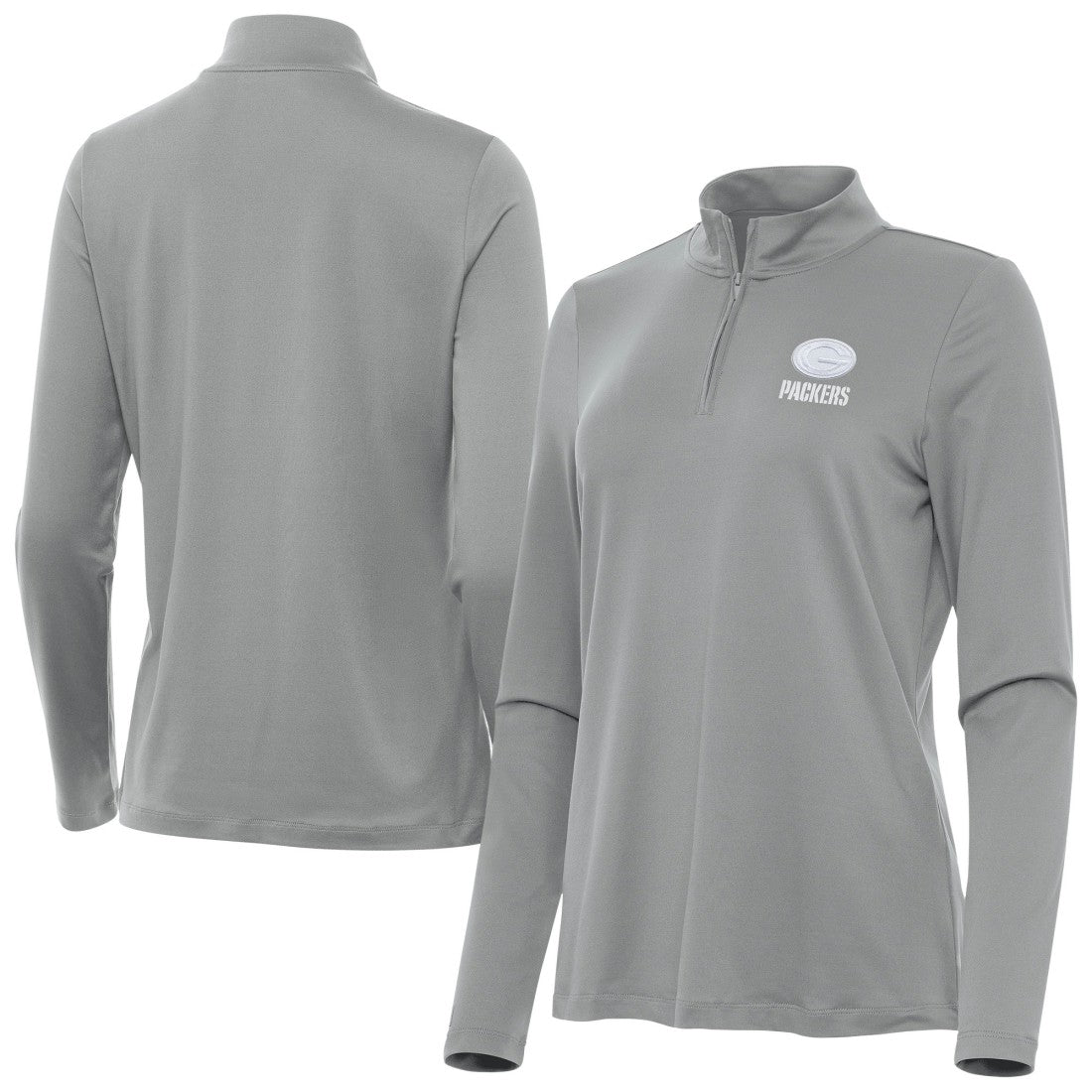 Green Bay Packers Antigua Women's Reprocess Quarter-Zip Top Gray | NFL
