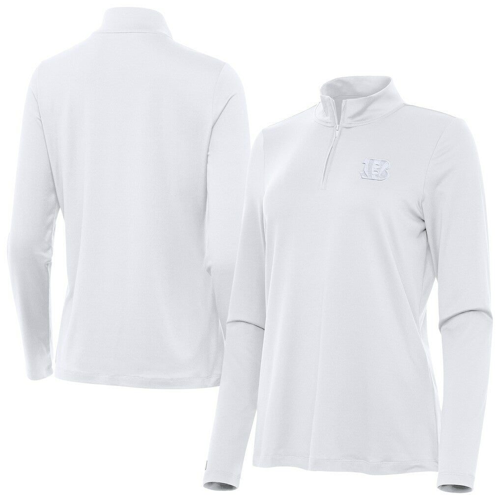 Cincinnati Bengals Antigua Women's Reprocess Quarter-Zip Top White | NFL