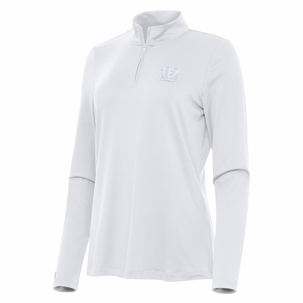Cincinnati Bengals Antigua Women's Reprocess Quarter-Zip Top White | NFL