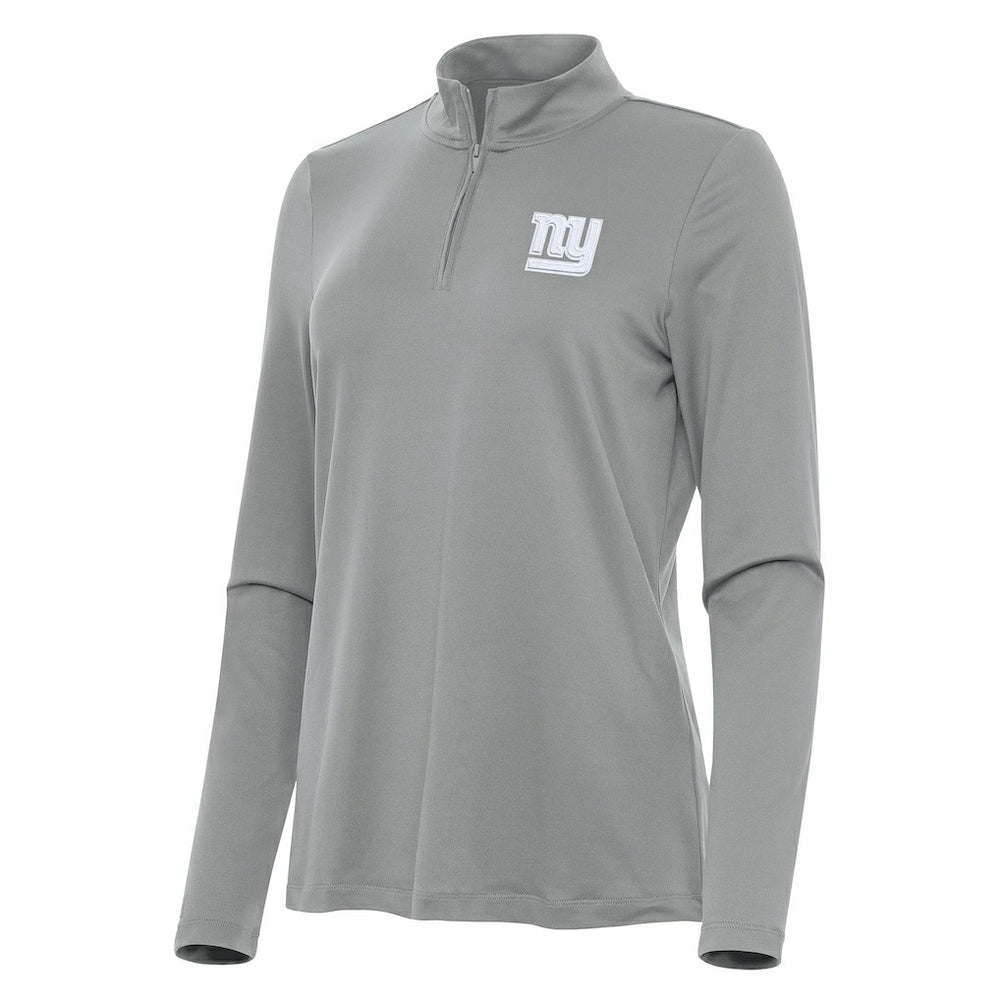 New York Giants Antigua Women's Reprocess Quarter-Zip Top Gray | NFL