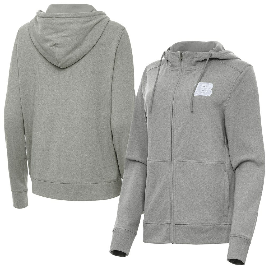 Cincinnati Bengals Antigua Women's Seeker Full-Zip Hoodie Jacket Heather Gray | NFL