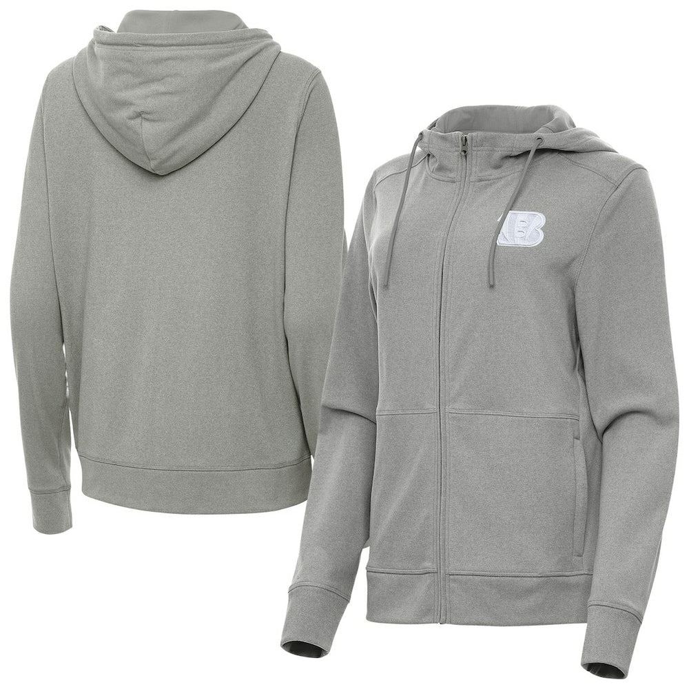 Cincinnati Bengals Antigua Women's Seeker Full-Zip Hoodie Jacket Heather Gray | NFL