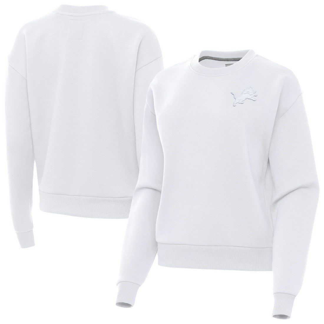 Detroit Lions Antigua Women's Victory Crew Pullover Sweatshirt White | NFL
