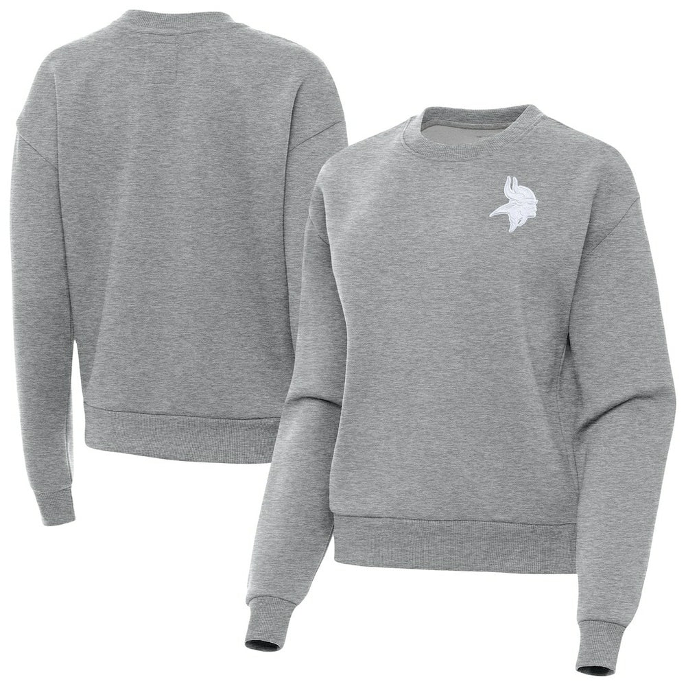 Minnesota Vikings Antigua Women's Victory Crew Pullover Sweatshirt Heather Gray | NFL