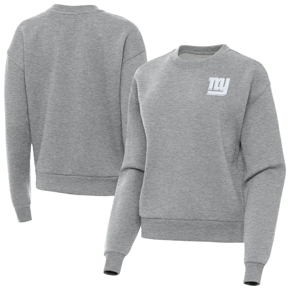 New York Giants Antigua Women's Victory Crew Pullover Sweatshirt Heather Gray | NFL