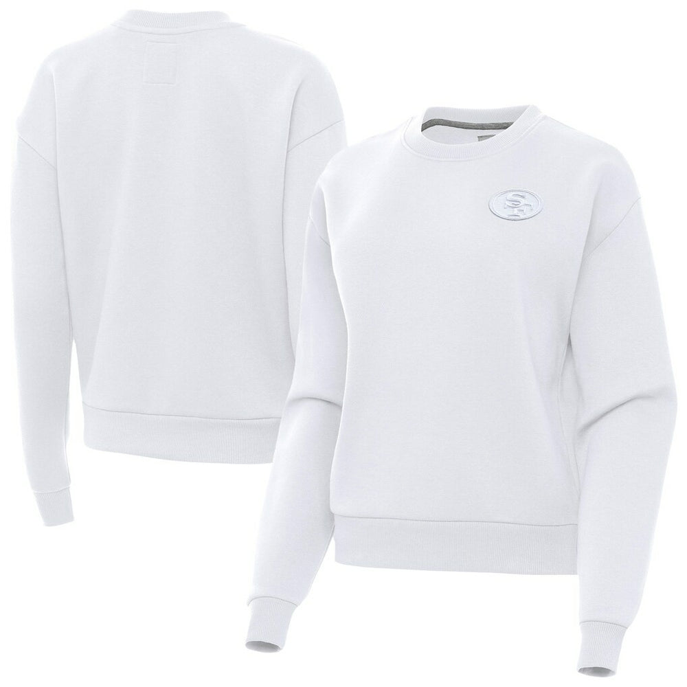 San Francisco 49ers Antigua Women's Victory Crew Pullover Sweatshirt White | NFL