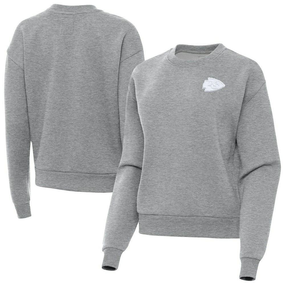 Kansas City Chiefs Antigua Women's Victory Crew Pullover Sweatshirt Heather Gray | NFL
