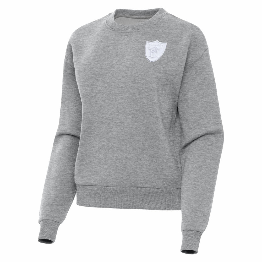 Las Vegas Raiders Antigua Women's Victory Crew Pullover Sweatshirt Heather Gray | NFL