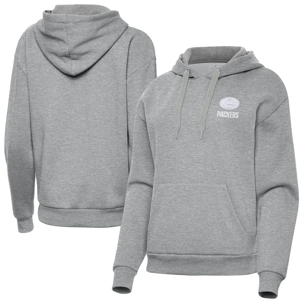 Green Bay Packers Antigua Women's Victory Pullover Hoodie Heather Gray | NFL