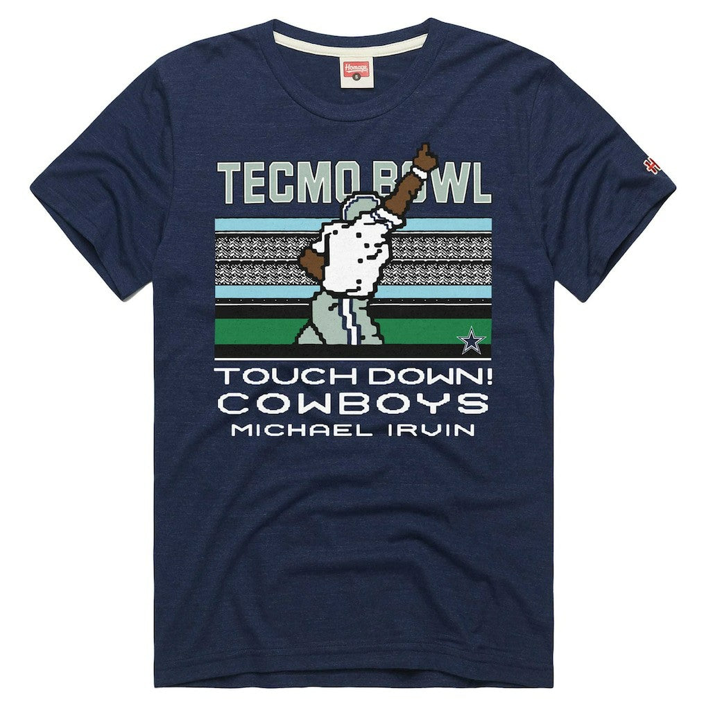 Michael Irvin Dallas Cowboys Homage Unisex Tecmo Bowl Retired Player Graphic Tri-Blend T-Shirt Navy | NFL