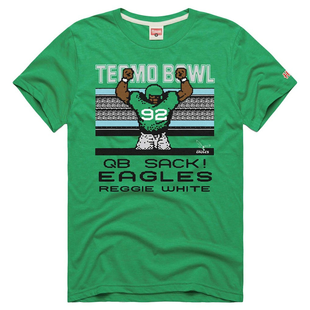 Reggie White Philadelphia Eagles Homage Unisex Tecmo Bowl Retired Player Graphic Tri-Blend T-Shirt Kelly Green | NFL