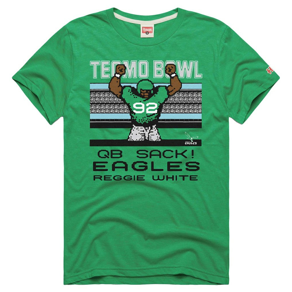 Reggie White Philadelphia Eagles Homage Unisex Tecmo Bowl Retired Player Graphic Tri-Blend T-Shirt Kelly Green | NFL