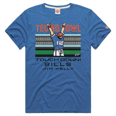 Jim Kelly Buffalo Bills Homage Unisex Tecmo Bowl Retired Player Graphic Tri-Blend T-Shirt Royal | NFL