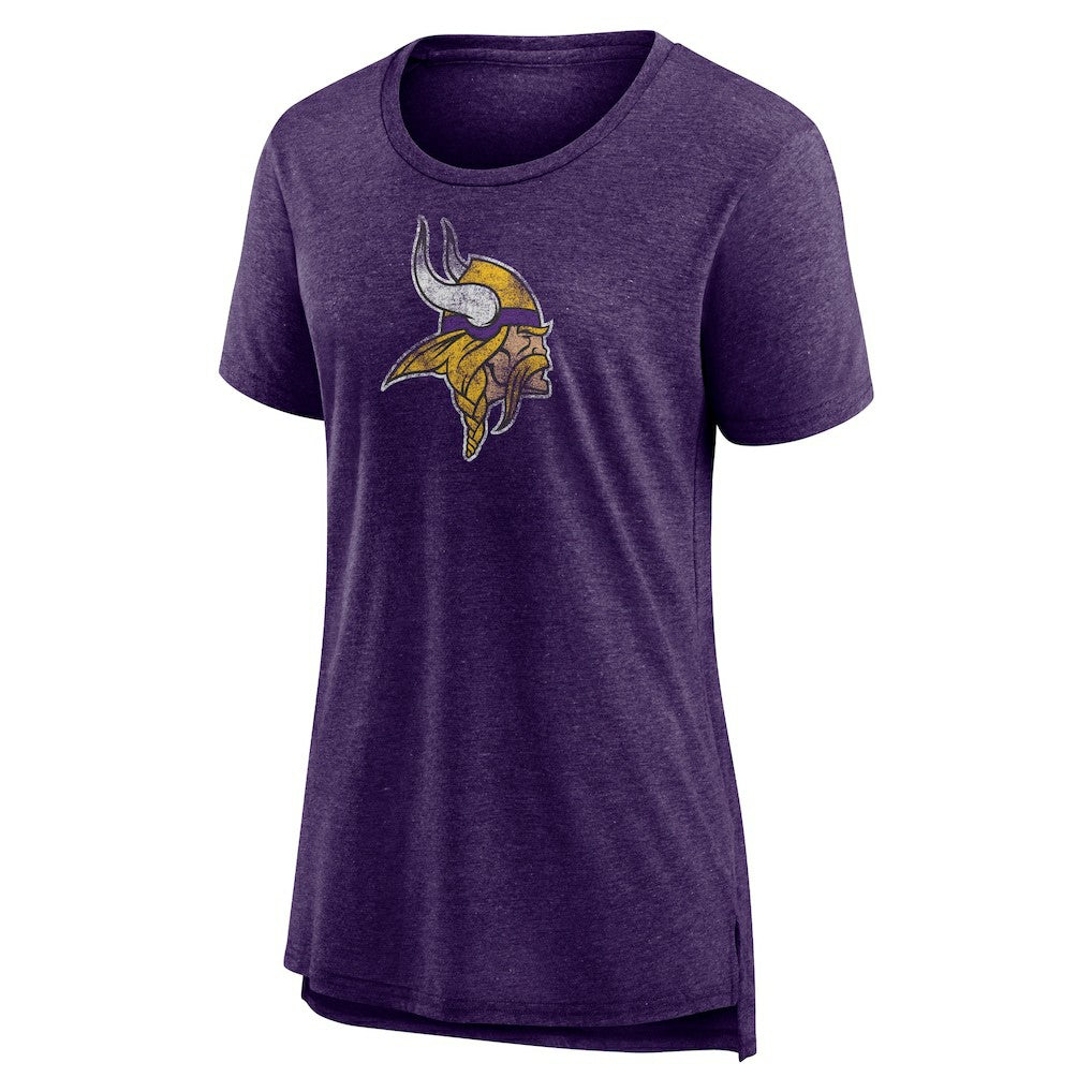 Minnesota Vikings Women's Distressed Tri-Blend T-Shirt Purple | NFL